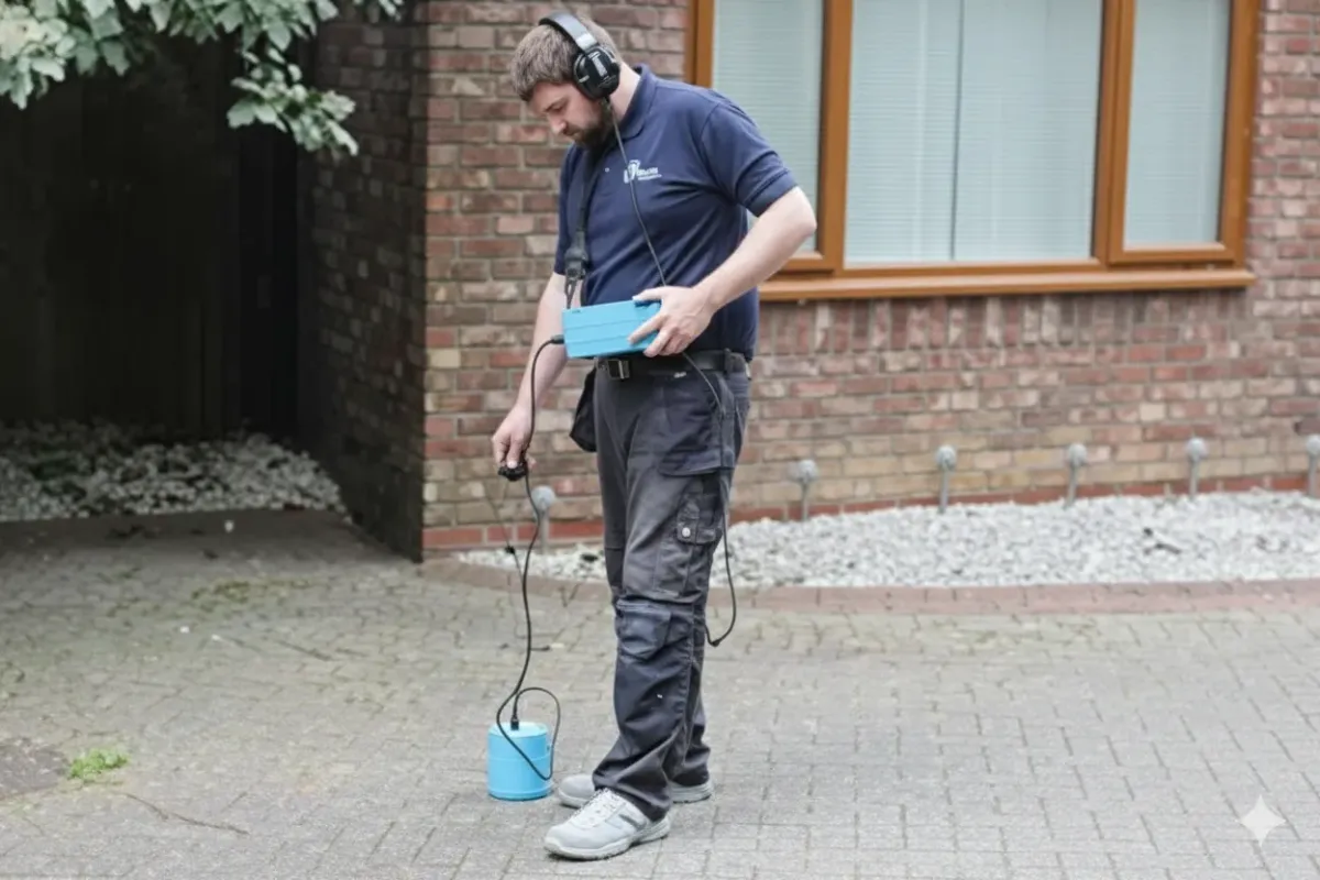 ADI engineer using an acoustic ground microphone on paving